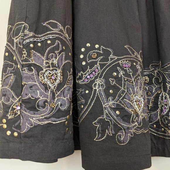 EDC by Esprit Brown Low Waist Embroidered Skirt with decorated stones Size 7 - Picture 6 of 17